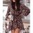 Šaty elegantné leopard dlhý rukáv dámske Adél (S / M ONE SIZE) TALIANSKÁ MÓDA IMWY216554