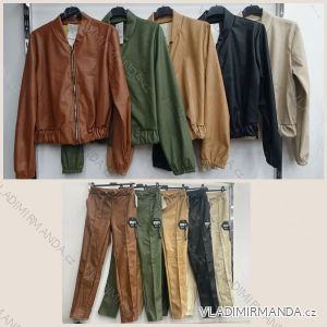 Súprava mikina bomberka nohavice ekokoženkovā dámska (S / M ONE SIZE) TALIANSKÁ MÓDA IMWA216572