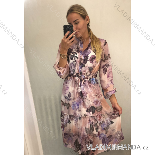 Šaty elegantné košeľové dlhý rukáv dámska (S / M ONE SIZE) TALIANSKÁ MÓDA IMWK21397