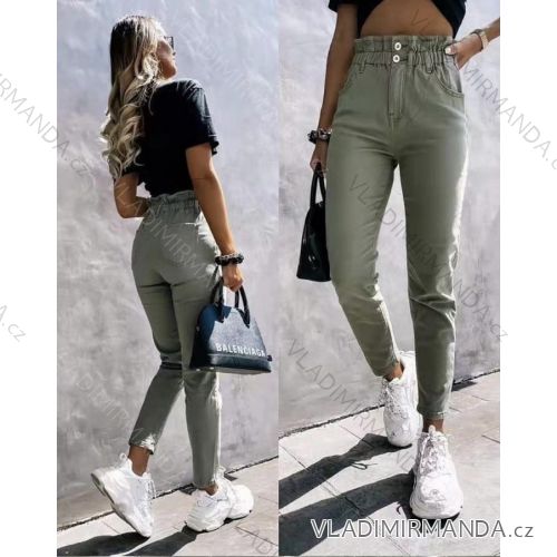 Nohavice dlhé vysoký pás dámske (S-XL) TALIANSKÁ MÓDA IMWA216591