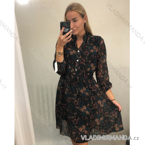 Šaty elegantné košeľové dlhý rukáv dámske (UNI S / L) TALIANSKÁ MÓDA IMWA21147 / C