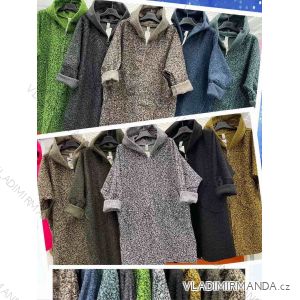 Kabát flaušový s kapucňou baránok dámsky (L / XL ONE SIZE) TALIANSKÁ MÓDA IMWT21263