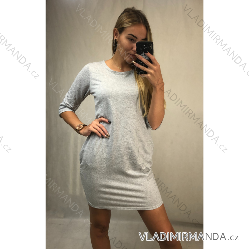 Šaty klasik bavlněné dlhý rukáv dámske (S / M ONE SIZE) TALIANSKA MODA IM4212096