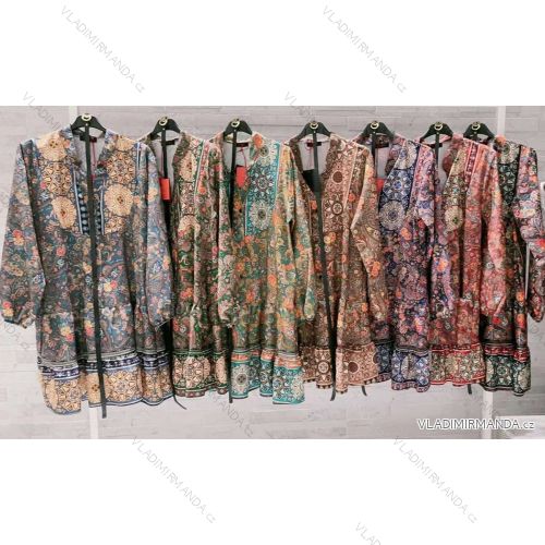 Šaty elegantné s opaskom dlhý rukáv dámske (S / M ONE SIZE) TALIANSKÁ MÓDA IMWD216625