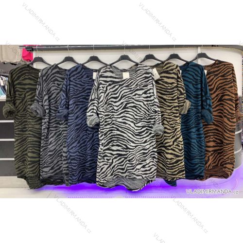 Sveter predĺžený pletený tenký dlhý rukáv dámsky zebra (M / L ONE SIZE) TALIANSKÁ MÓDA IMWD216720
