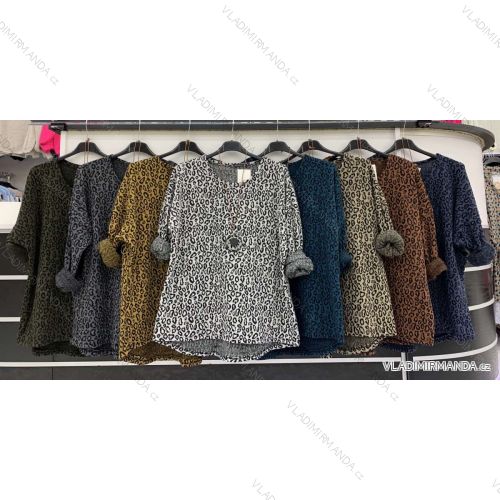 Sveter pletený tenký dlhý rukáv dámsky leopard (M / L ONE SIZE) TALIANSKÁ MÓDA IMWD216722