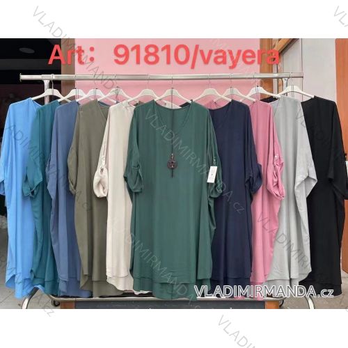 Šaty dlhý rukáv s príveskom dámske nadrozměr (3XL / 4XL ONE SIZE) TALIANSKÁ MÓDA IMWQ2191810/DR 3XL / 4XL svetlo ružová