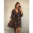 Šaty elegantné leopard dlhý rukáv dámske Adél (S / M ONE SIZE) TALIANSKÁ MÓDA IMWY216554/DR S / M tmavo hnedá