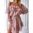 Šaty šifónové letné carmen na ramienka dámske (S / M ONE SIZE) TALIANSKÁ MÓDA IMWY21736/DR S / M svetlo ružová