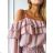 Šaty šifónové letné carmen na ramienka dámske (S / M ONE SIZE) TALIANSKÁ MÓDA IMWY21736/DR S / M svetlo ružová