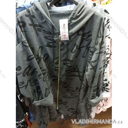 Mikina predĺžená na zips s kapucňou dámska (L / XL ONE SIZE) TALIANSKÁ MÓDA MA821120