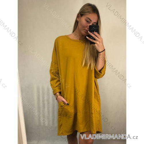 Šaty dlhý rukáv dámske oversize (XL / 2XL ONE SIZE) TALIANSKA MODA IMC21797