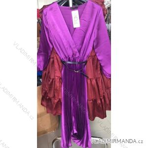 Šaty elegantné saténové dlhý rukáv dámske (S / M.ONE SIZE) TALIANSKÁ MÓDA IMM211303