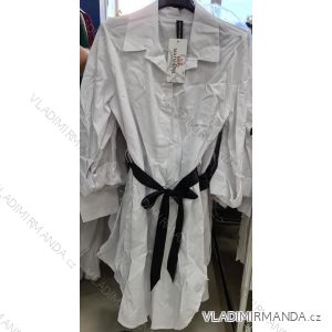 Šaty košeľové s opaskom dlhý rukáv dámske (S / M.ONE SIZE) TALIANSKÁ MÓDA IMM211405