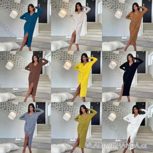 Šaty pletené / sveter predĺžený dlhý rukáv dámsky (S / M ONE SIZE) TALIANSKÁ MÓDA IMM21DR21011