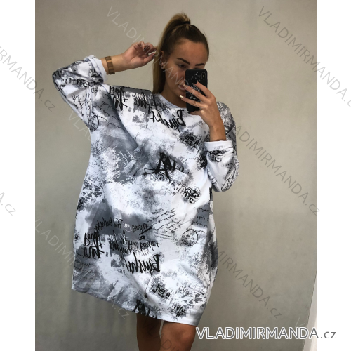 Šaty volnočasové dlouhý rukáv dámské nadrozměrné (3XL/4XL ONE SIZE) ITALSKÁ MÓDA IM4212235