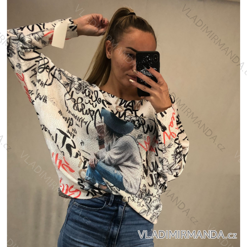 Sveter pletený tenký dlhý rukáv dámsky (S / M ONE SIZE) TALIANSKÁ MÓDA IMWD216443