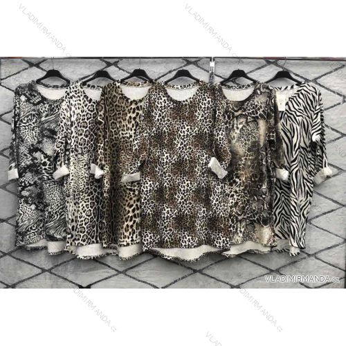 Šaty oversize dlhý rukáv dámske leopard (L / XL ONE SIZE) TALIANSKÁ MÓDA IMWD216987