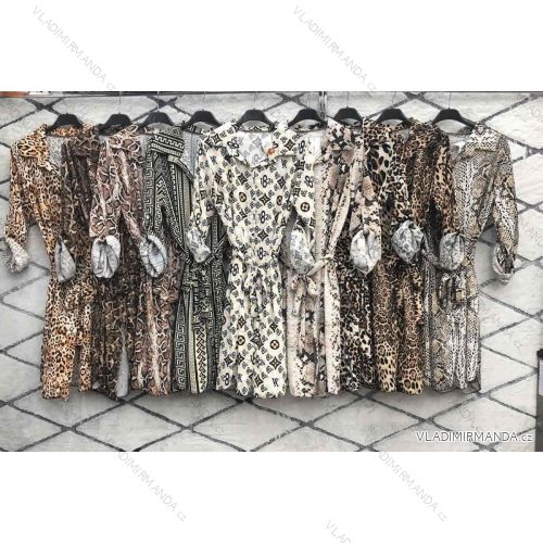 Šaty košeľové dlhý rukáv dámske leopard (L / XL ONE SIZE) TALIANSKÁ MÓDA IMWD216988