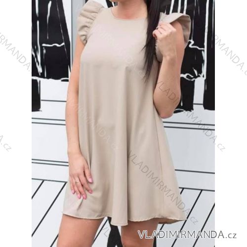 Šaty krátke letné bez rukávov dámske (S / M ONE SIZE) TALIANSKÁ MÓDA IMM21711/DR S / M béžová