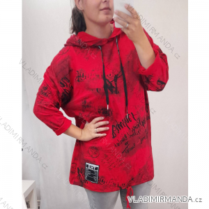 Tunika dlhý rukáv s kapucňou dámska nadrozmerná (2XL / 3XL ONE SIZE) TALIANSKÁ MÓDA IM4212231