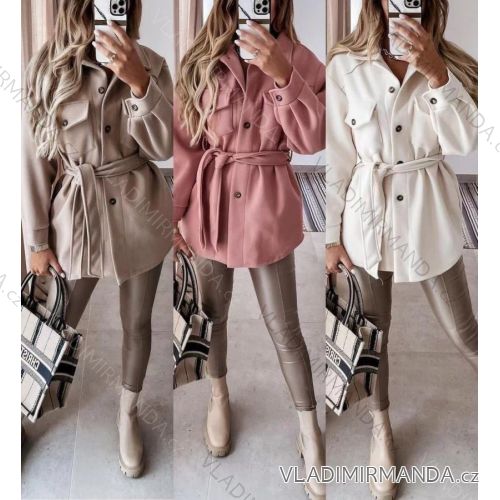 Kabátik košeľový flaušový na gombíky dámsky (S / M ONE SIZE) TALIANSKÁ MÓDA IMWM217066