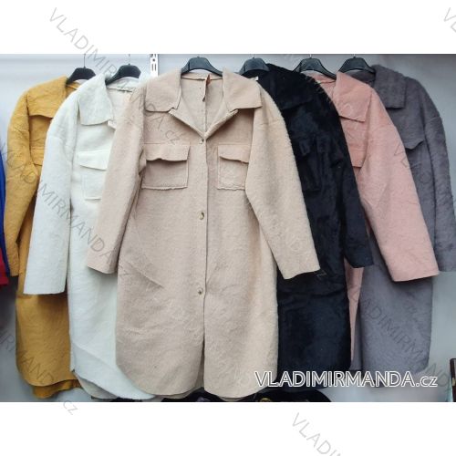 Kabát dlouhý flaušový dámsky (S / M ONE SIZE) TALIANSKÁ MÓDA IMWA217070