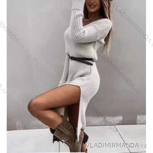 Šaty pletené dlhý rukáv dámske (S / M ONE SIZE) TALIANSKÁ MÓDA IMWY21807