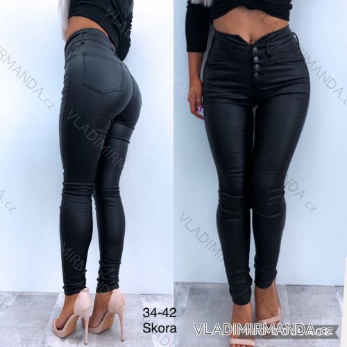 Nohavice koženkové dlhé dámske (34-42) JEANS JAW21218