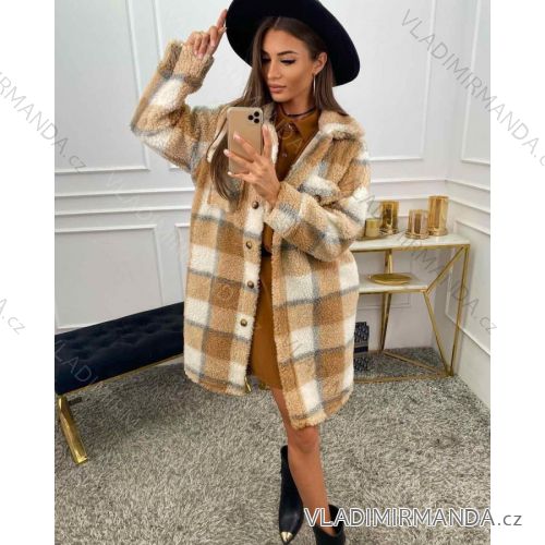 Kabát teddy dlhý rukáv dámsky (S / M ONE SIZE) TALIANSKÁ MÓDA IMWM217151