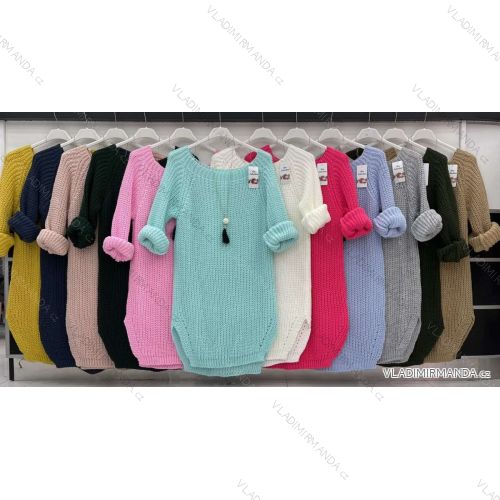 Sveter predĺžený tenký s príveskom dlhý rukáv dámsky (S / M ONE SIZE) TALIANSKÁ MÓDA IMWD217178