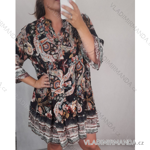 Šaty košeľové oversize dlhý rukáv dámske nadrozměr (XL / 2XL ONE SIZE) TALIANSKÁ MÓDA IM721319