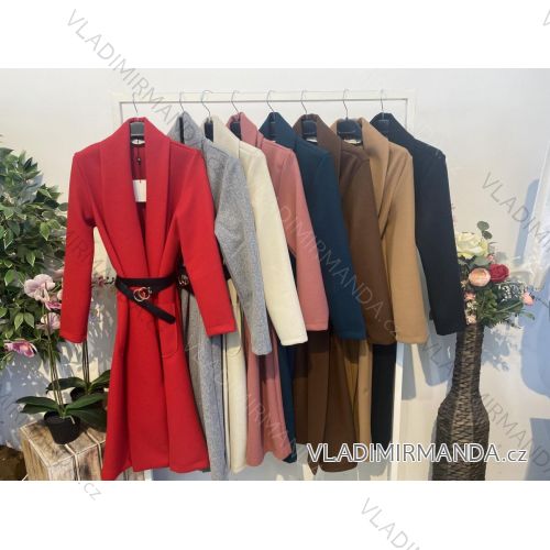 Sako dlouhé elegantní dlouhý rukáv s páskem dámské (S/M ONE SIZE) ITALSKÁ MÓDA IIMWD217199