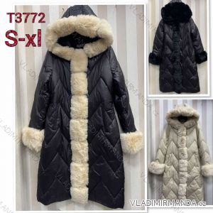 Kabát s kapucňou kožúšok dlhý rukáv dámska (S-XL) POĽSKÁ MÓDA PMWT21T3772