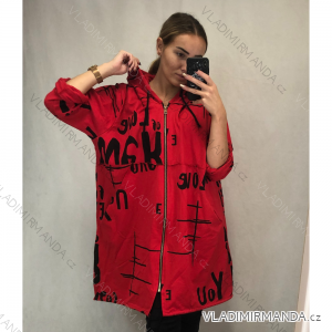 Mikina na zips s kapucňou dlhý rukáv dámska (2XL / 3XL ONE SIZE) TALIANSKÁ MÓDA IM4211825