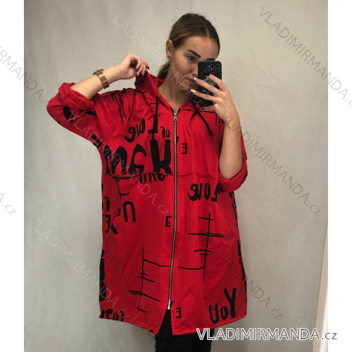 Mikina na zips s kapucňou dlhý rukáv dámska (2XL / 3XL ONE SIZE) TALIANSKÁ MÓDA IM4211825