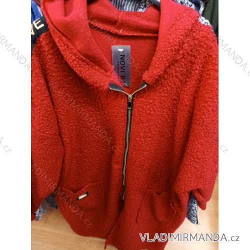 Kabátik flaušový baránok s kapucňou dámsky (L / XL ONE SIZE) TALIANSKÁ MÓDA MA821040