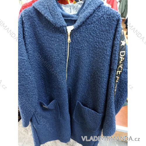 Kabátik flaušový baránok s kapucňou dámsky (M / L ONE SIZE) TALIANSKÁ MÓDA MA821046