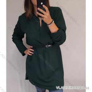 Šaty košeľové s opaskom dlhý rukáv dámske (2XL / 3XL ONE SIZE) TALIANSKÁ MÓDA IM321525 / DR