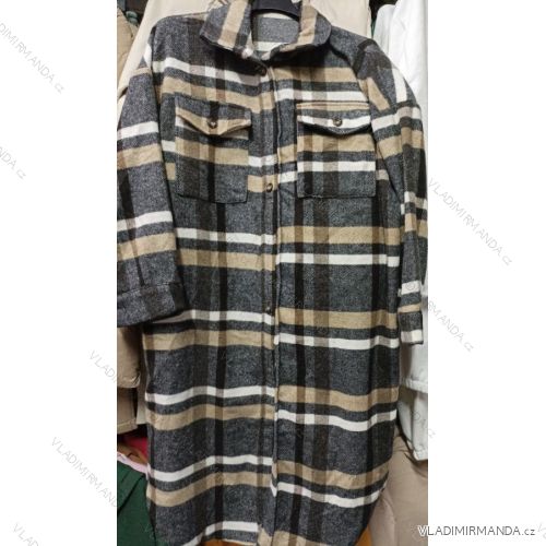 Kabát dlhý flaušový dlhý rukáv dámsky (S / M ONE SIZE) TALIANSKÁ MÓDA IMWA21DIANA