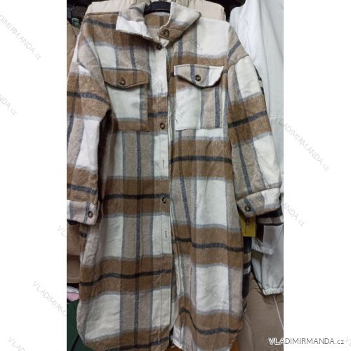 Kabát dlhý flaušový dlhý rukáv dámsky (S / M ONE SIZE) TALIANSKÁ MÓDA IMWA212400