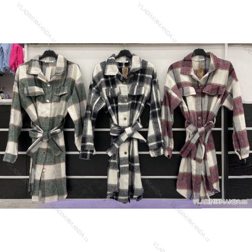 Kabát dlhý flanelový dlhý rukáv dámsky (S / M ONE SIZE) TALIANSKÁ MÓDA IMWD217219