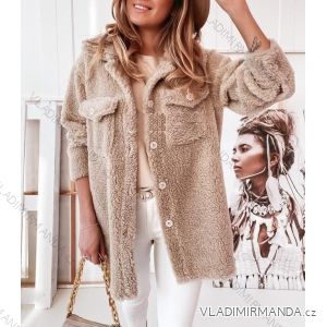 Kabátik teddy dlhý rukáv dámsky (S / M ONE SIZE) TALIANSKÁ MÓDA IMWM217231