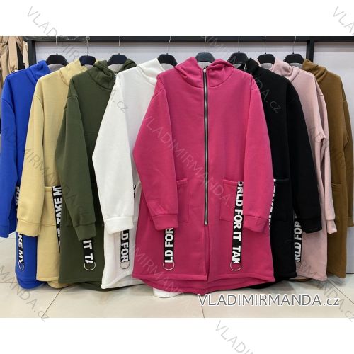Šaty mikinové na zips s kapucňou dlhý rukáv dámske (S / M ONE SIZE) TALIANSKÁ MÓDA IMWE217331