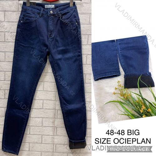 Rifle jeans dlhé zateplené flaušom dámske nadrozměr (48-48) JEANS JAW217524