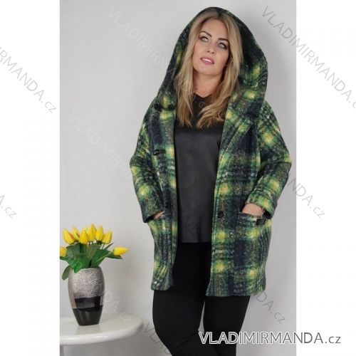 Kabát s kapucňou dámsky nadrozměr (ML-XL-2XL-3XL-4XL) POĽSKÁ MÓDA PMLG21CAMILA