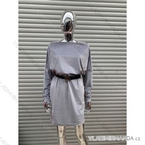 Šaty oversize zamat dlhý rukáv dámske (S / M ONE SIZE) TALIANSKÁ MÓDA IMWY21816