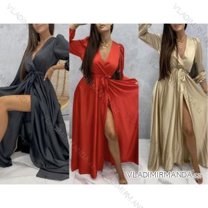 Šaty elegantné saténové dlhý rukáv dámske (S / M ONE SIZE) TALIANSKÁ MÓDA IMWC217658