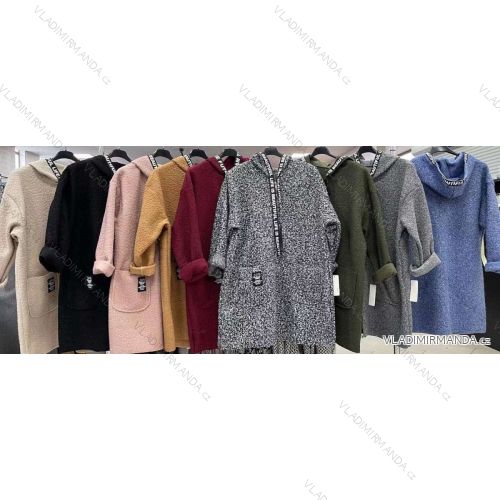 Kabát flaušový baránok dlhý rukáv dámsky (L / XL ONE SIZE) TALIANSKÁ MÓDA IMWD217595