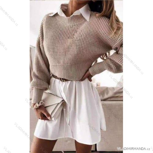 Sveter pletený tenký dlhý rukáv dámsky (S / M ONE SIZE) TALIANSKÁ MÓDA IMWHK217700